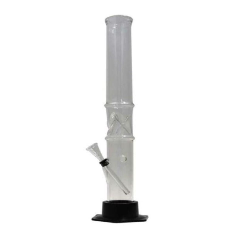 Plain Glass Bong Black Base, 40cm: Een strakke glazen bong met zwarte basis, ideaal voor een soepele rookervaring.